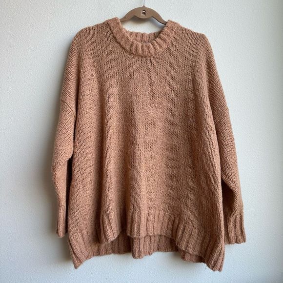 Aerie Big Sky Cozy Pink Tan Mauve Oversized Sweater Size Small cozy Relaxed - Picture 2 of 7